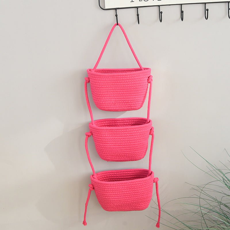 Bohemian Hanging Storage Basket Three Connected Wall Organiser Bags for Kitchen and Home - HK Spot