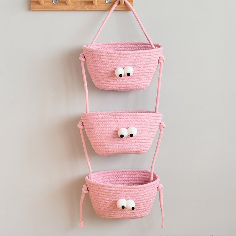 Bohemian Hanging Storage Basket Three Connected Wall Organiser Bags for Kitchen and Home - HK Spot
