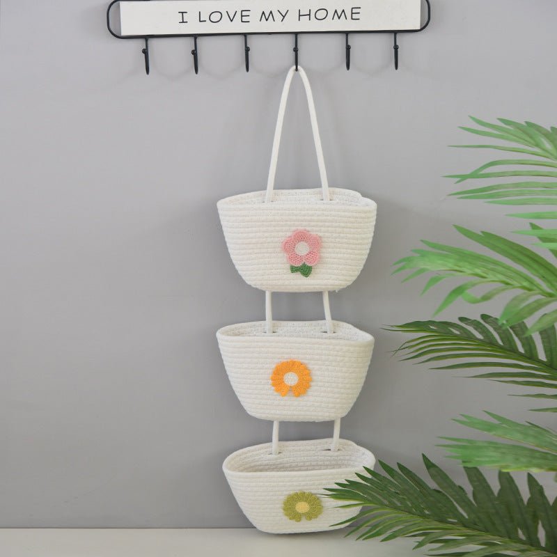 Bohemian Hanging Storage Basket Three Connected Wall Organiser Bags for Kitchen and Home - HK Spot