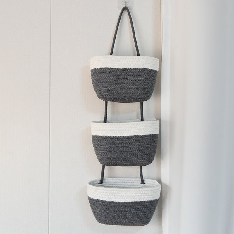 Bohemian Hanging Storage Basket Three Connected Wall Organiser Bags for Kitchen and Home - HK Spot