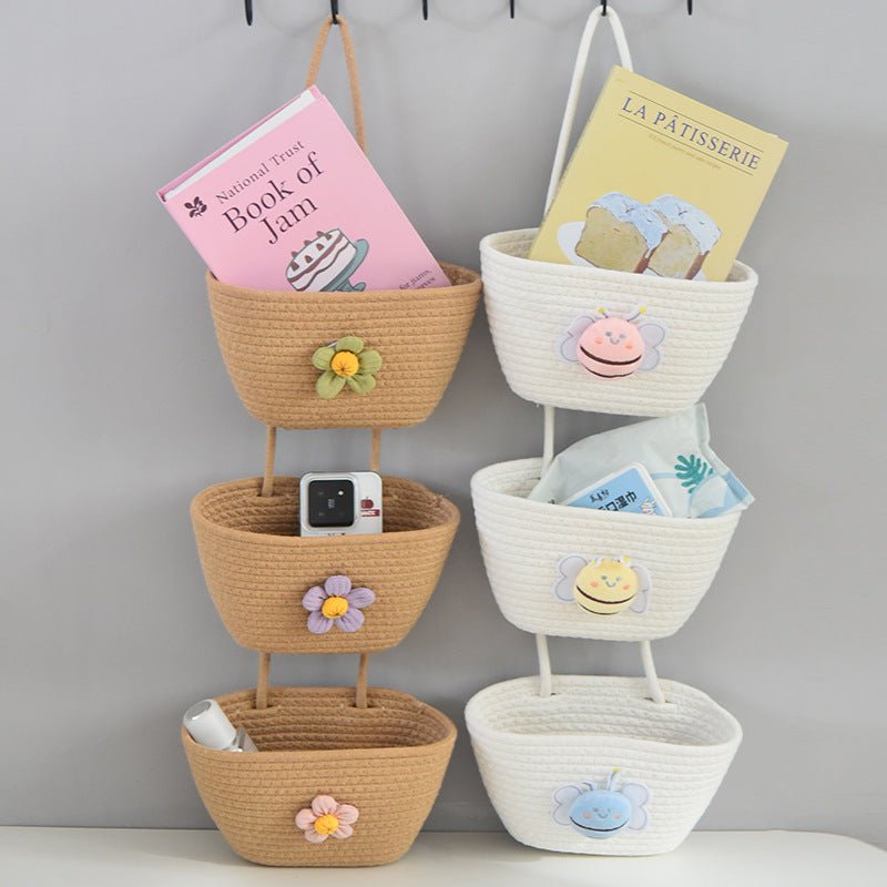 Bohemian Hanging Storage Basket Three Connected Wall Organiser Bags for Kitchen and Home - HK Spot