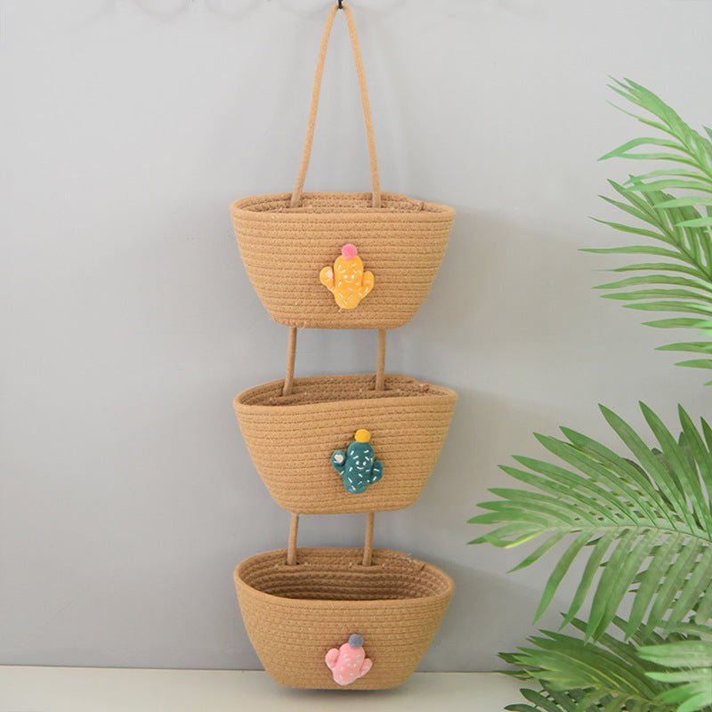 Bohemian Hanging Storage Basket Three Connected Wall Organiser Bags for Kitchen and Home - HK Spot