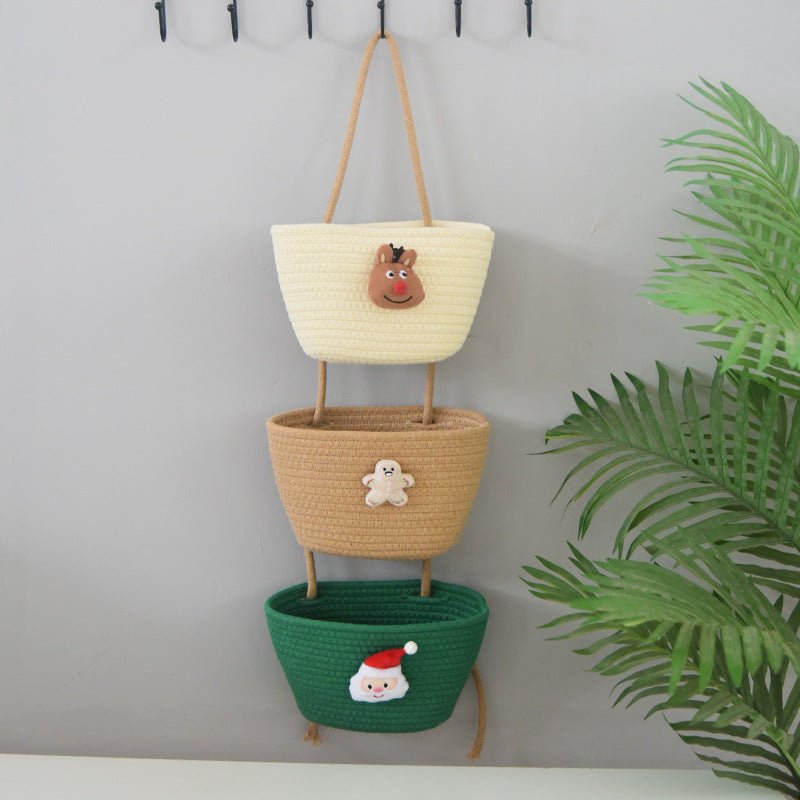 Bohemian Hanging Storage Basket Three Connected Wall Organiser Bags for Kitchen and Home - HK Spot