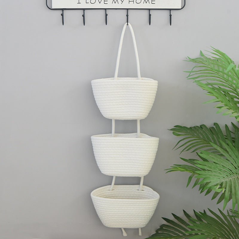 Bohemian Hanging Storage Basket Three Connected Wall Organiser Bags for Kitchen and Home - HK Spot