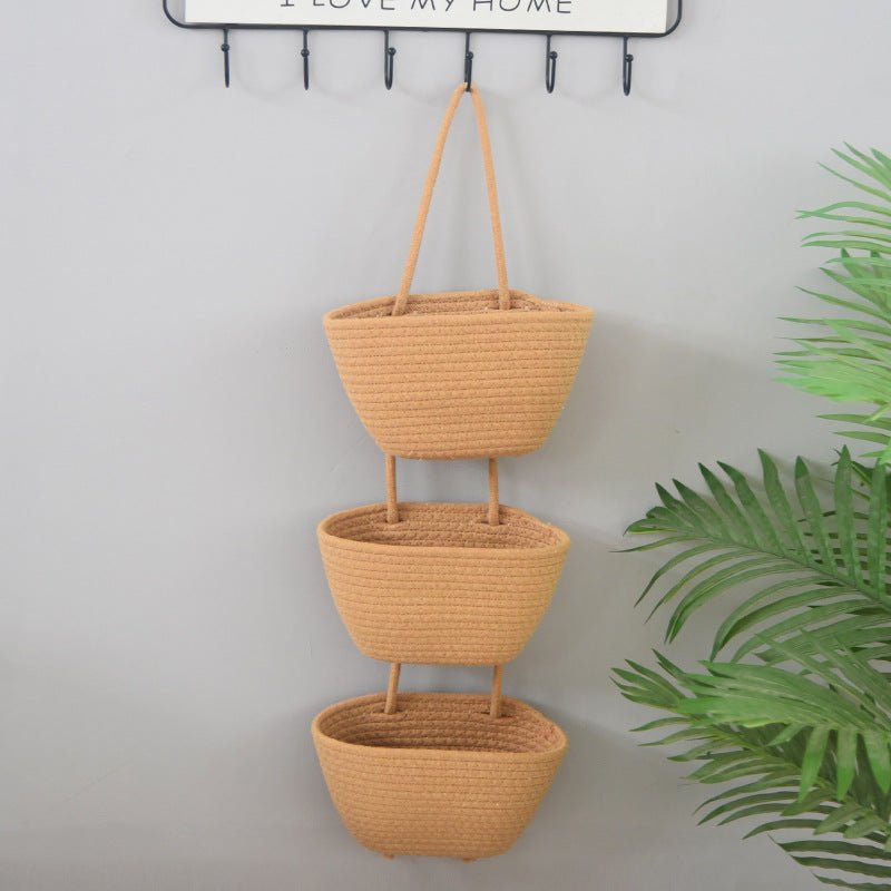 Bohemian Hanging Storage Basket Three Connected Wall Organiser Bags for Kitchen and Home - HK Spot