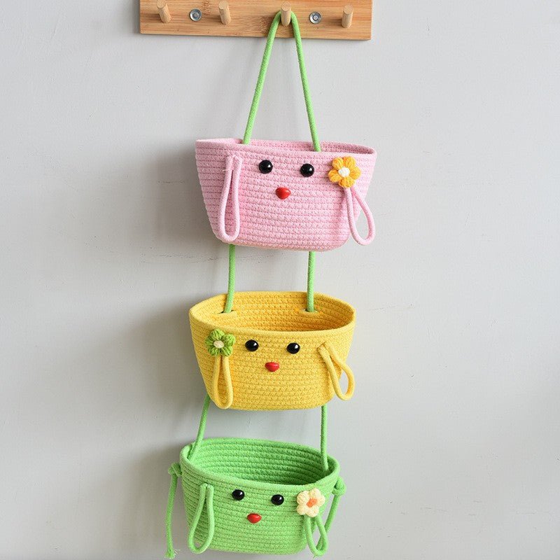 Bohemian Hanging Storage Basket Three Connected Wall Organiser Bags for Kitchen and Home - HK Spot