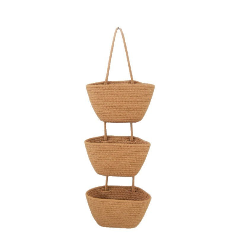 Bohemian Hanging Storage Basket Three Connected Wall Organiser Bags for Kitchen and Home - HK Spot