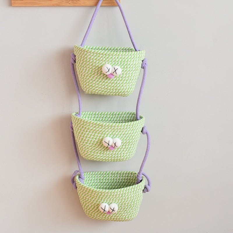 Bohemian Hanging Storage Basket Three Connected Wall Organiser Bags for Kitchen and Home - HK Spot