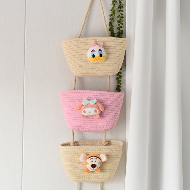 Bohemian Hanging Storage Basket Three Connected Wall Organiser Bags for Kitchen and Home - HK Spot