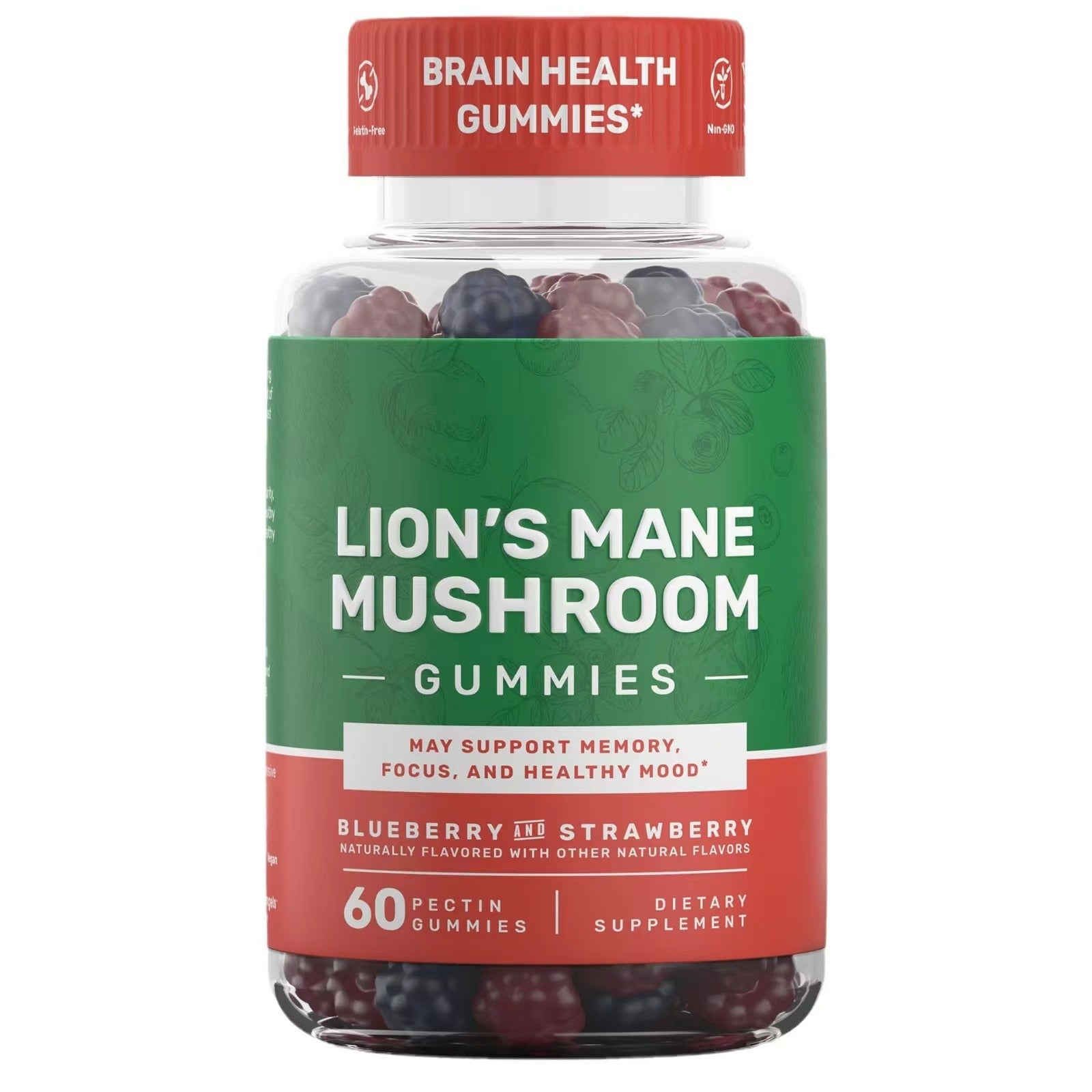 Lion’s Mane Mushroom Gummies 500mg for Memory, Focus & Clarity – 60 Berry Flavored Gummies - HK Spot